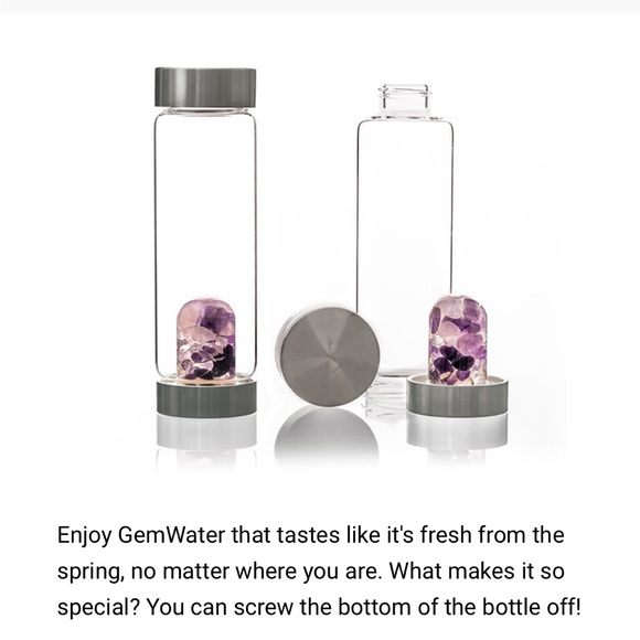 VitaJuwel Via Wellness Water Bottle Amethyst Rose Quartz Clear Quartz - Picture 9 of 10